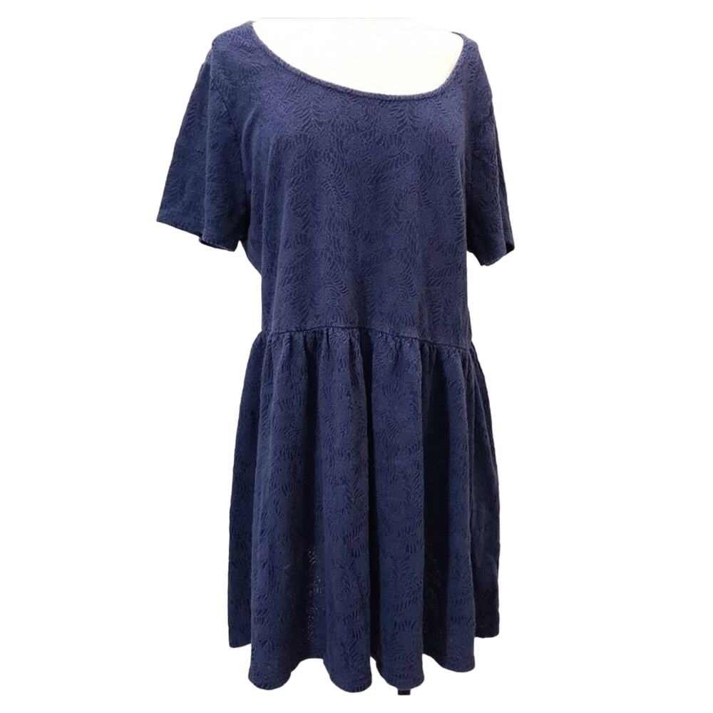 Dorothy Perkins Dress Womens Plus Size 18 Drop Waist Blue Short Sleeve Pullover